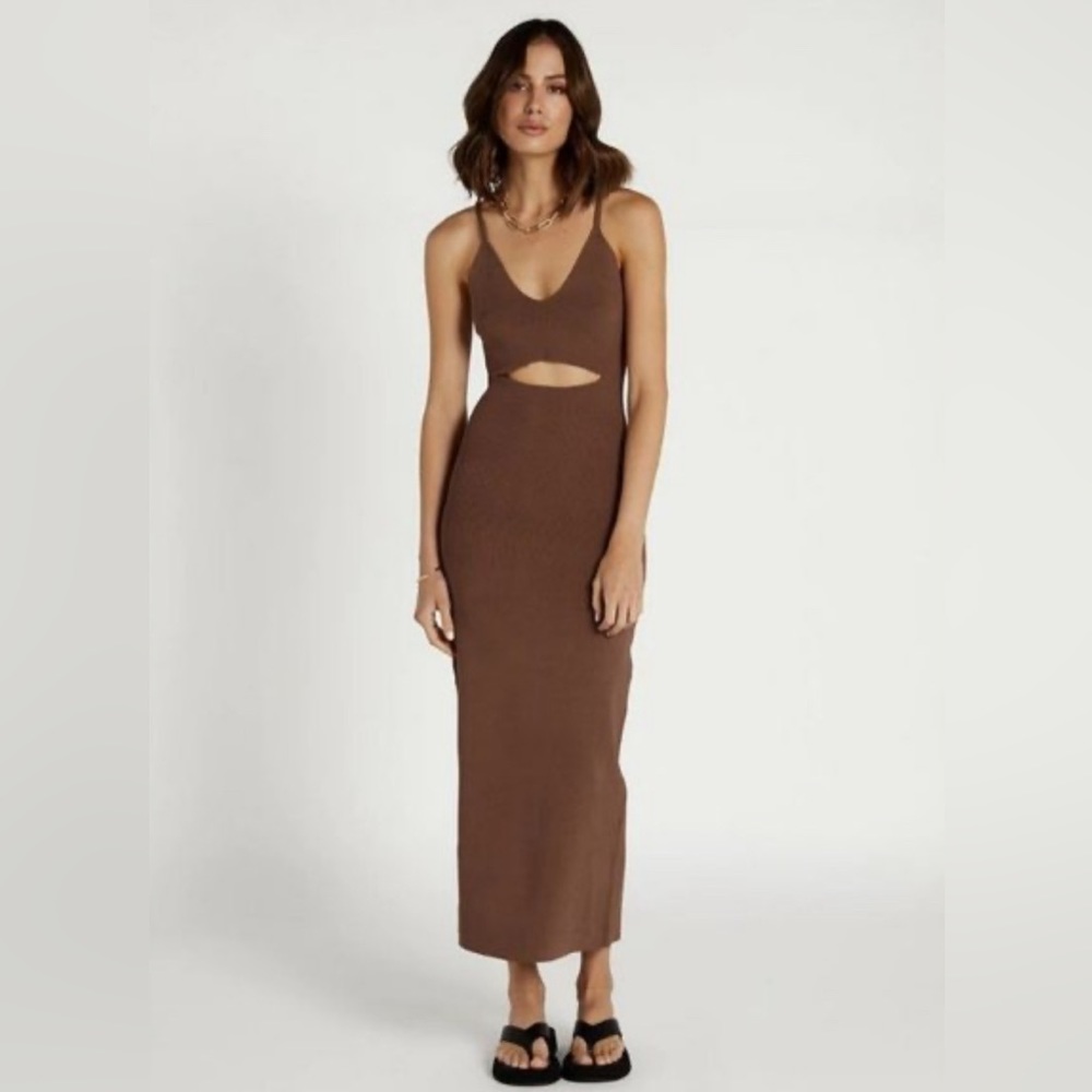 NWOT DIISH INCOMING CHOCOLATE KNIT MIDI DRESS - 8 / CHOCOLATE